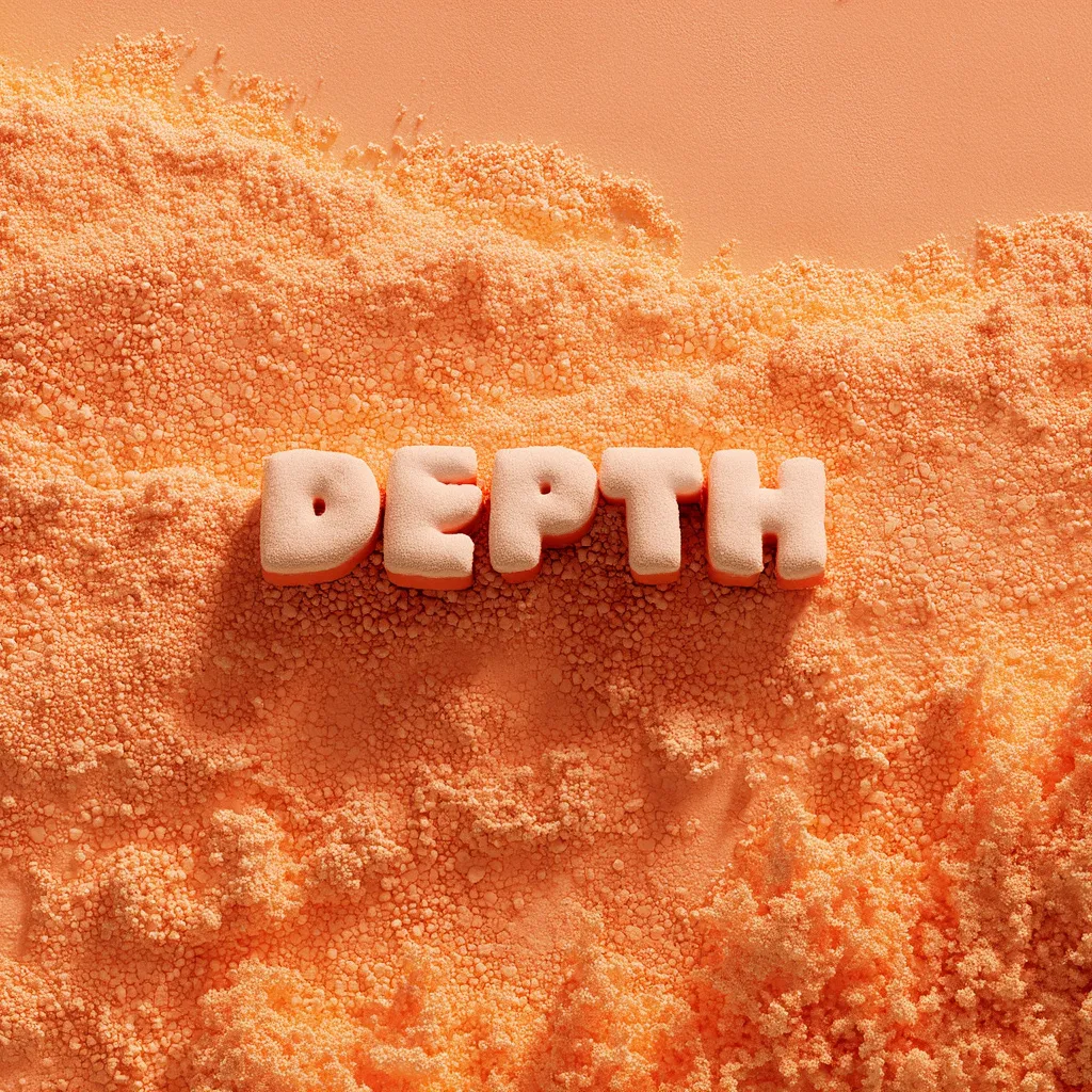 Example output 1 from FLUX.1 Depth: abstract 3D render with the word "DEPTH"