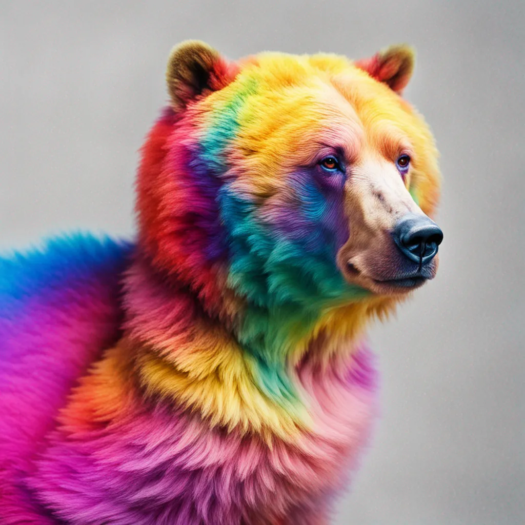 Example output 2 from Stable Diffusion XL: A rainbow coloured bear